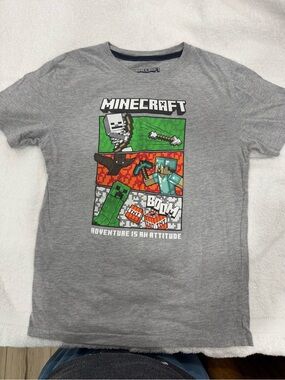 Minecraft Boys' Gray Short Sleeve Graphic Tee - Adventure Panel
